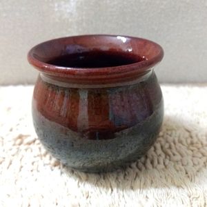 Small Rowantrees Earthenware Vase With Wide Mouth Vintage Art Pottery